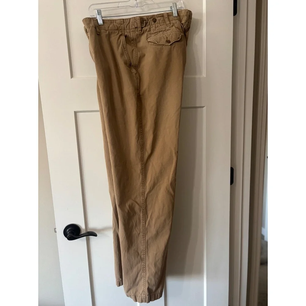 Polo Ralph Lauren Men Khaki Chino Trousers Button Fly Tan‎ Cotton Pants 36X32